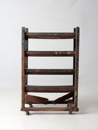 antique industrial wood factory rack