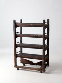 antique industrial wood factory rack