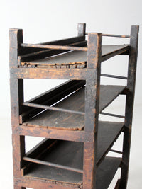 antique industrial wood factory rack