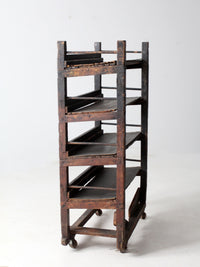 antique industrial wood factory rack