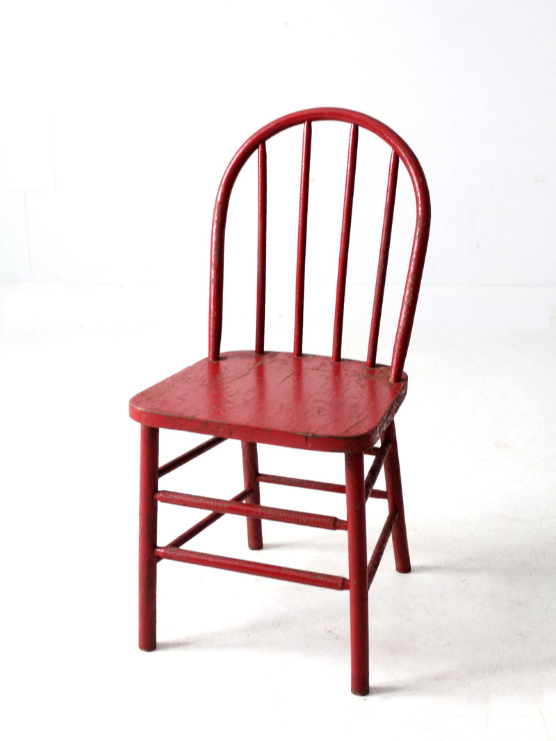 early 20th century red spindle back chair
