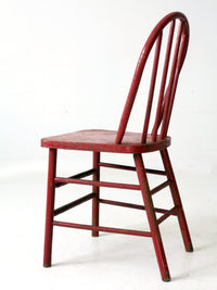 early 20th century red spindle back chair