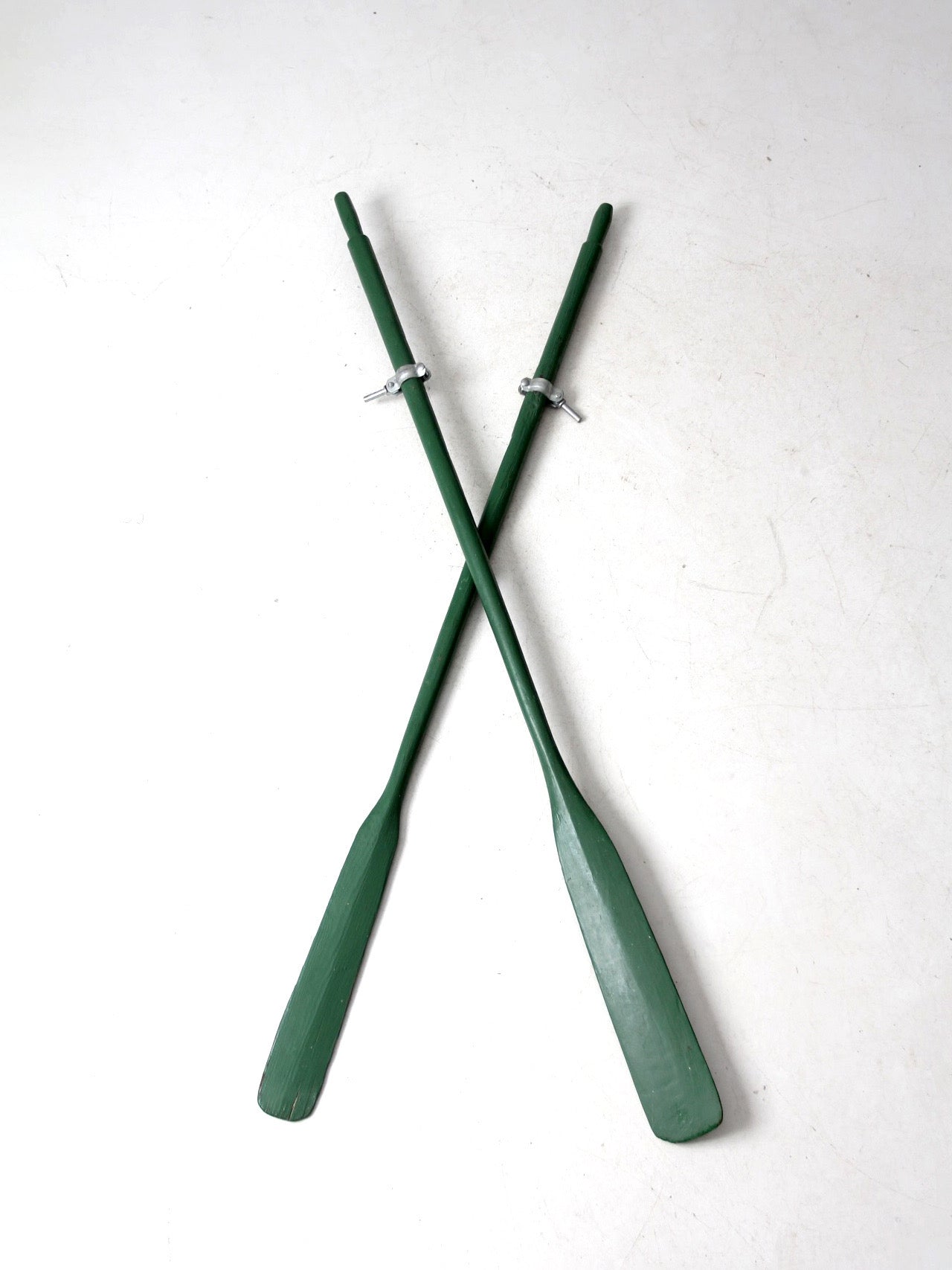 vintage painted wooden oars pair