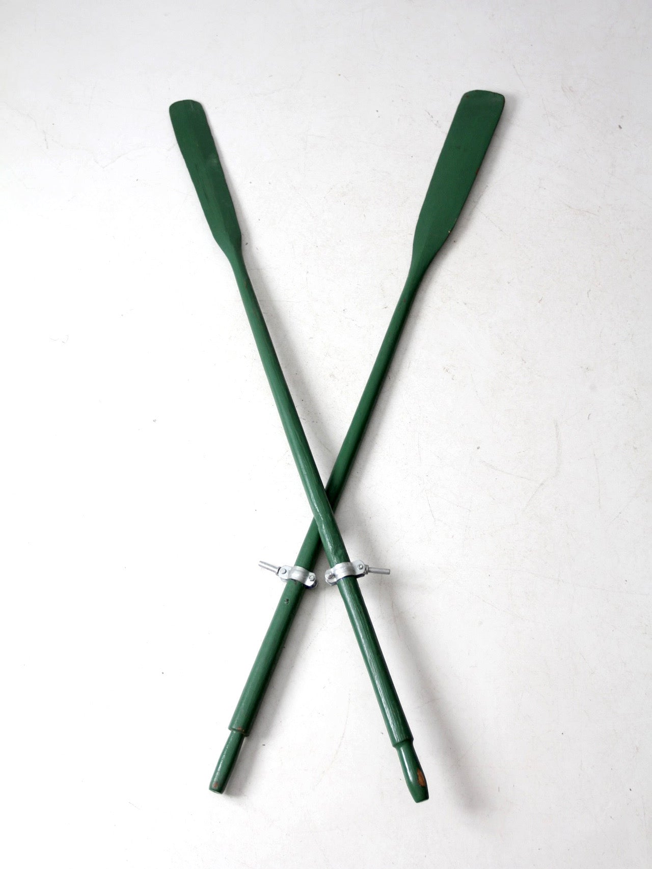 vintage painted wooden oars pair