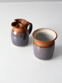 vintage studio pottery creamer and sugar bowl set