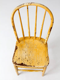 antique yellow painted Windsor style chair