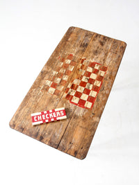 antique folding checkerboard table