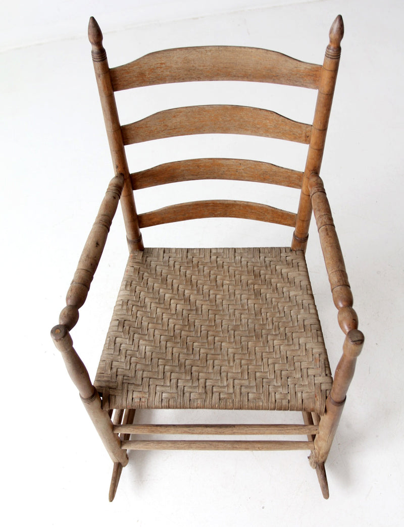 antique splint weave seat rocking chair