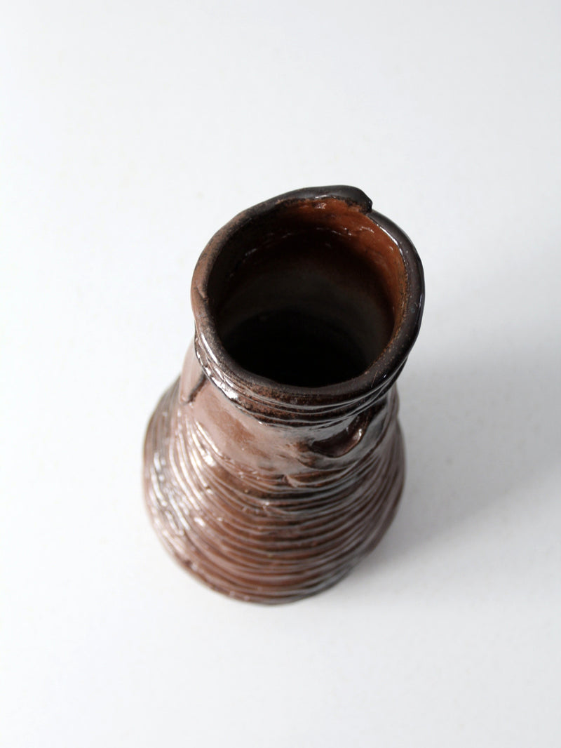 vintage coiled studio pottery vase