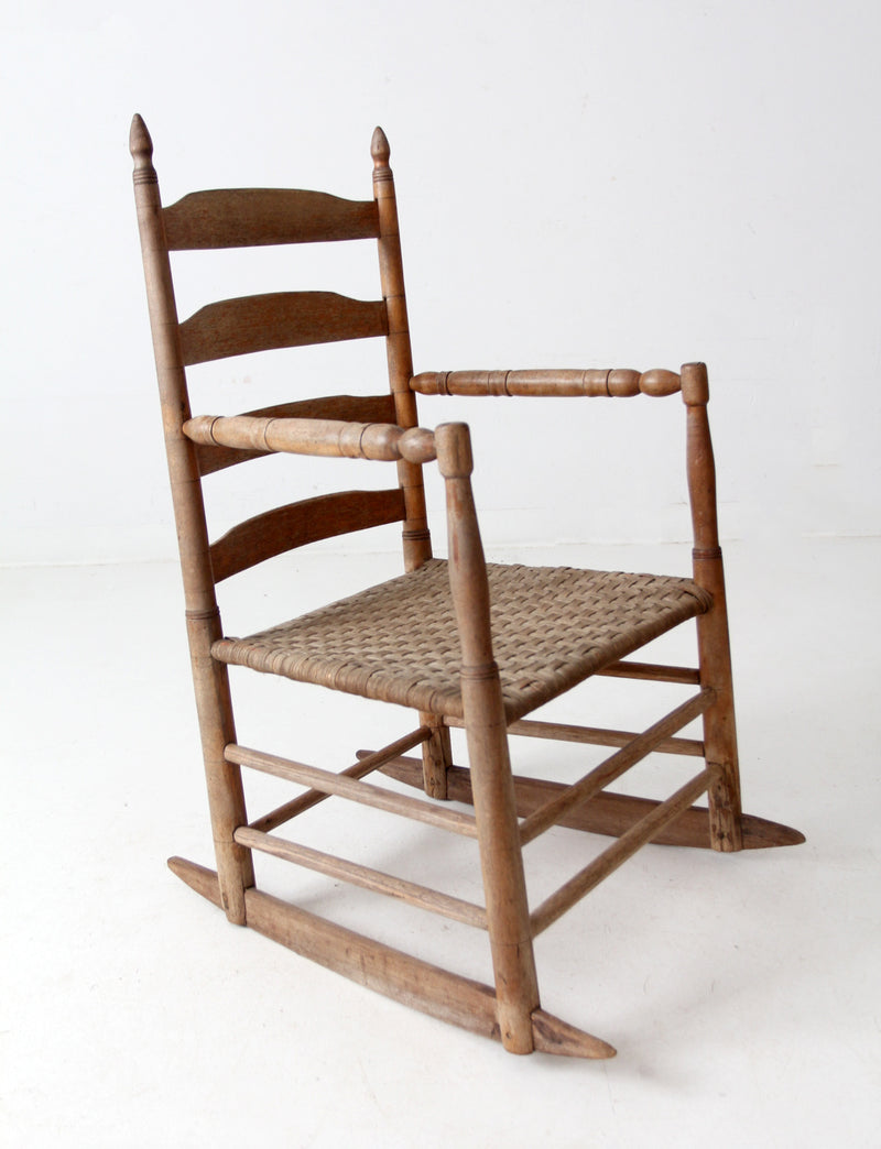 antique splint weave seat rocking chair