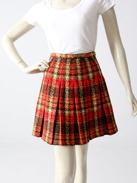 vintage 1960s red plaid mini skirt