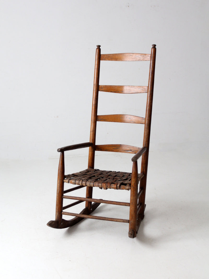 antique splint weave seat rocking chair