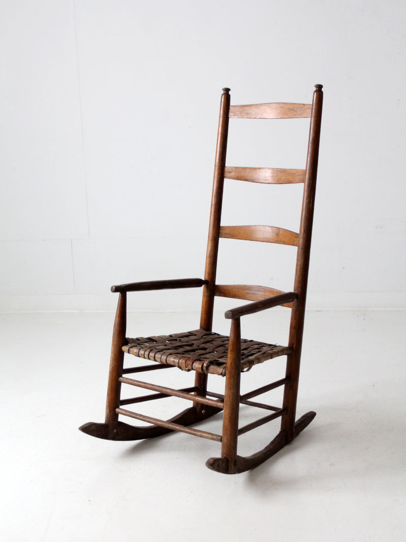 antique splint weave seat rocking chair