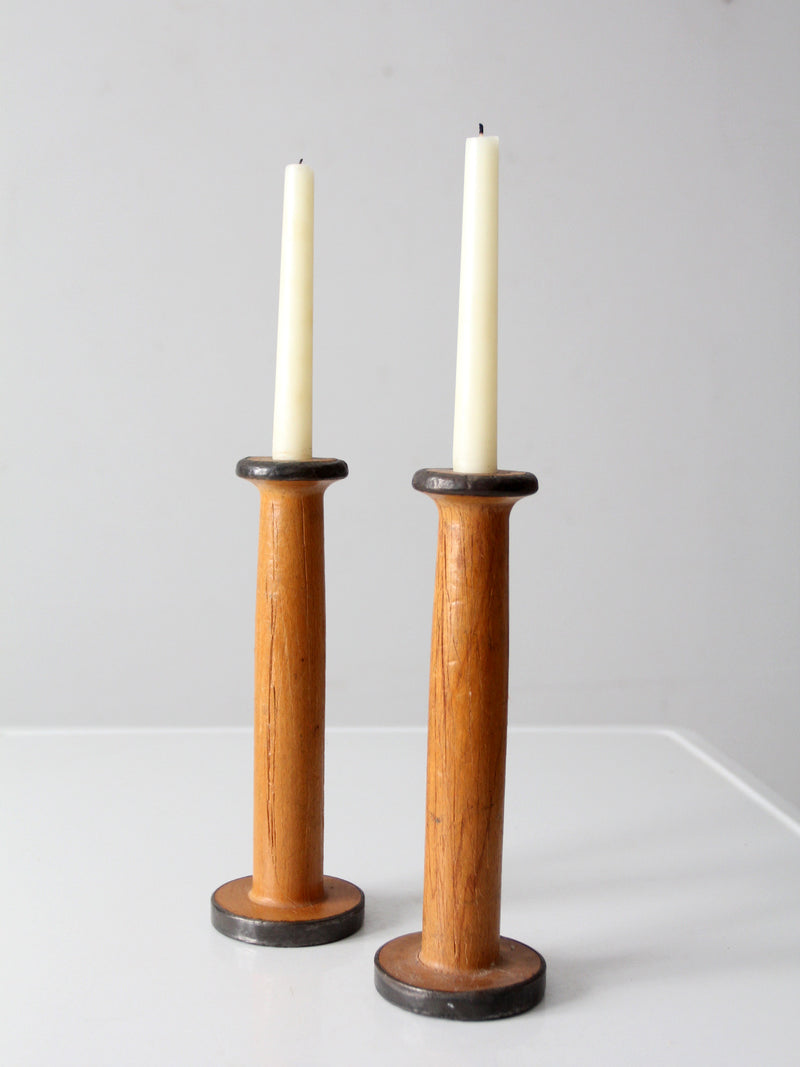 pair antique Clayton Bradford spools