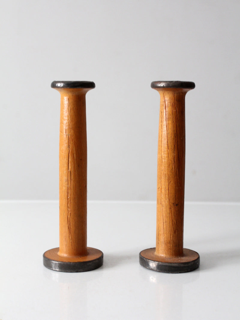 pair antique Clayton Bradford spools