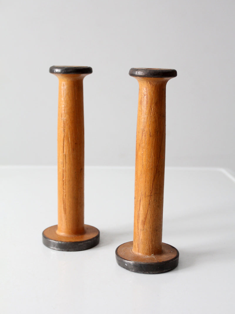 pair antique Clayton Bradford spools