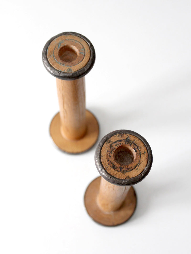 pair antique Clayton Bradford spools