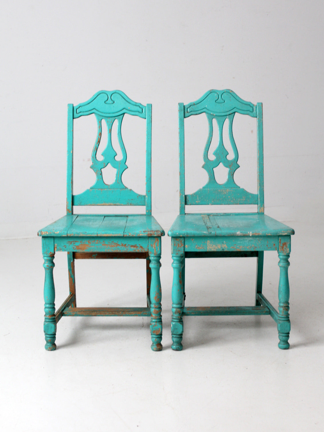 Turquoise Distressed Chairs Vintage Turquoise Wooden Dining Room