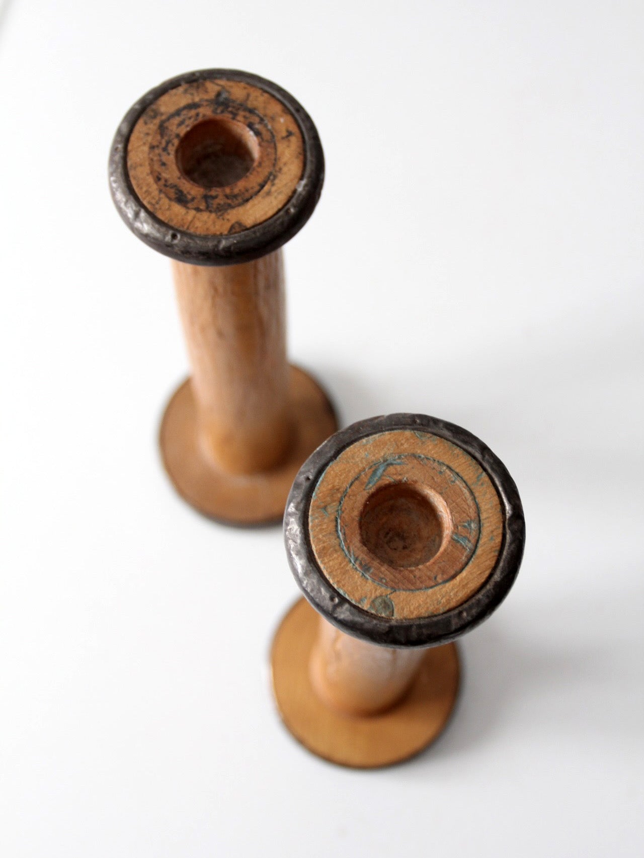 pair antique Clayton Bradford spools
