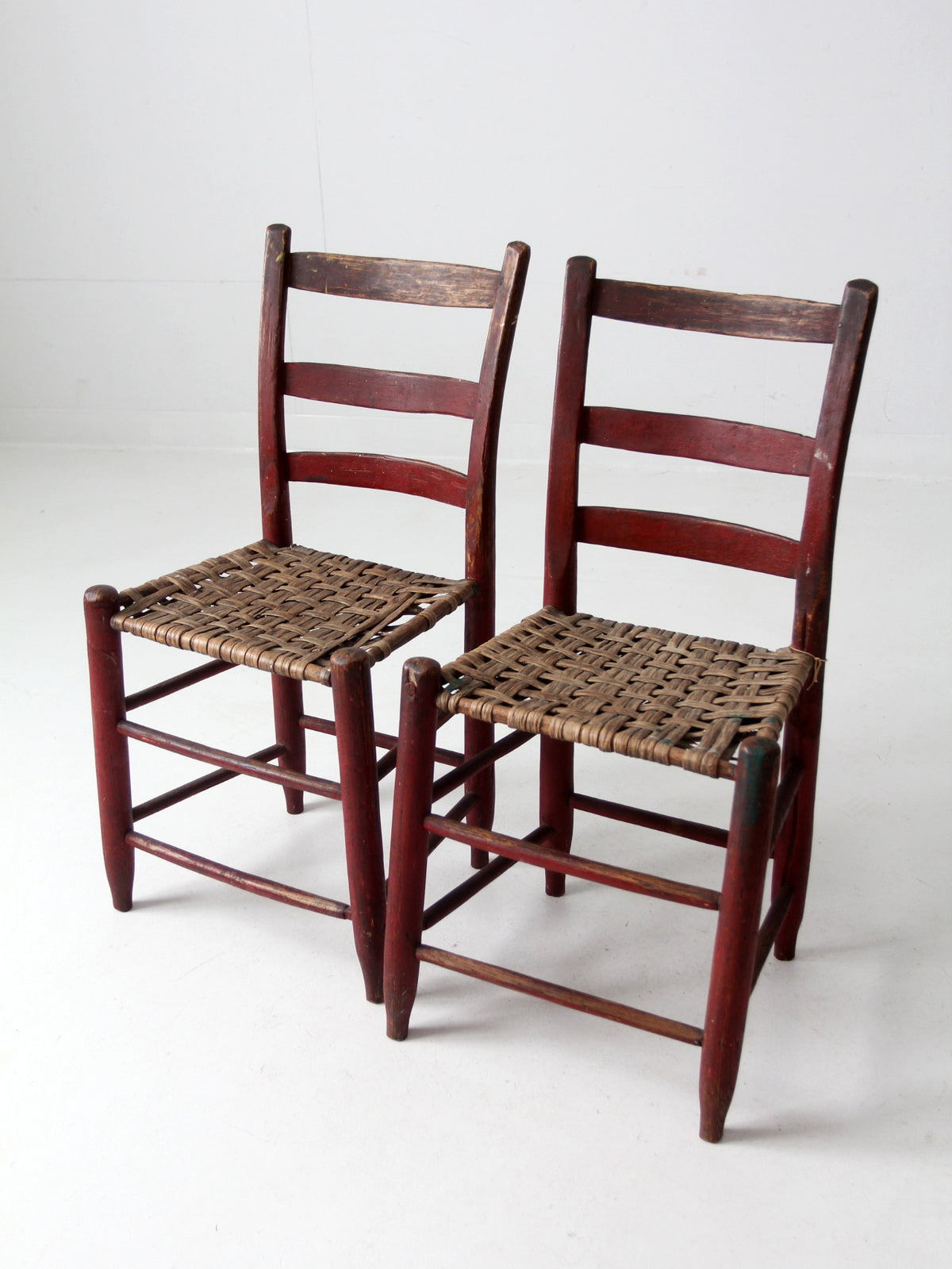 antique American Splint Weave chairs pair