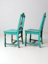 vintage turquoise wooden dining room chairs pair