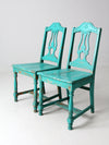 vintage turquoise wooden dining room chairs pair