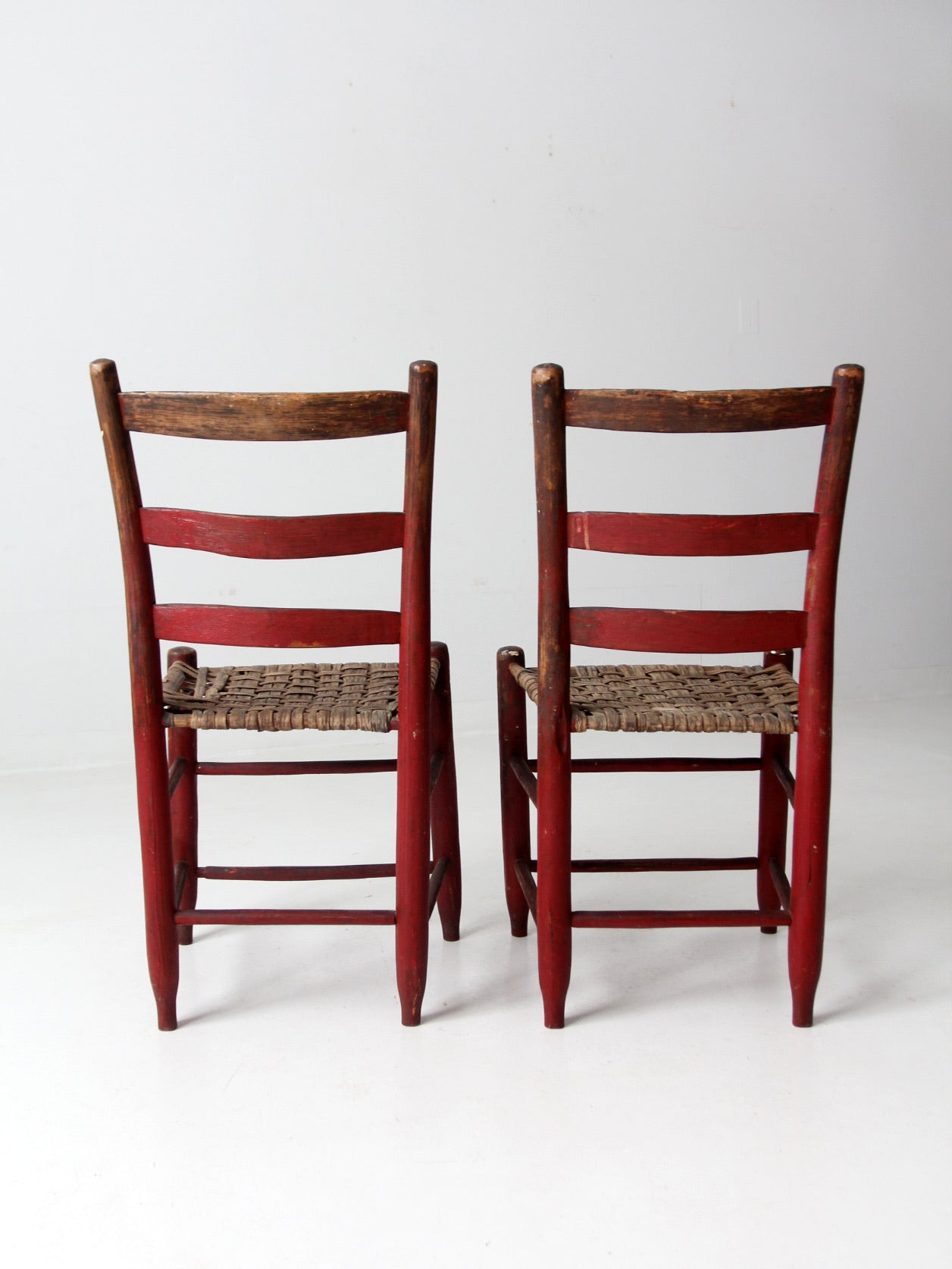 antique American Splint Weave chairs pair