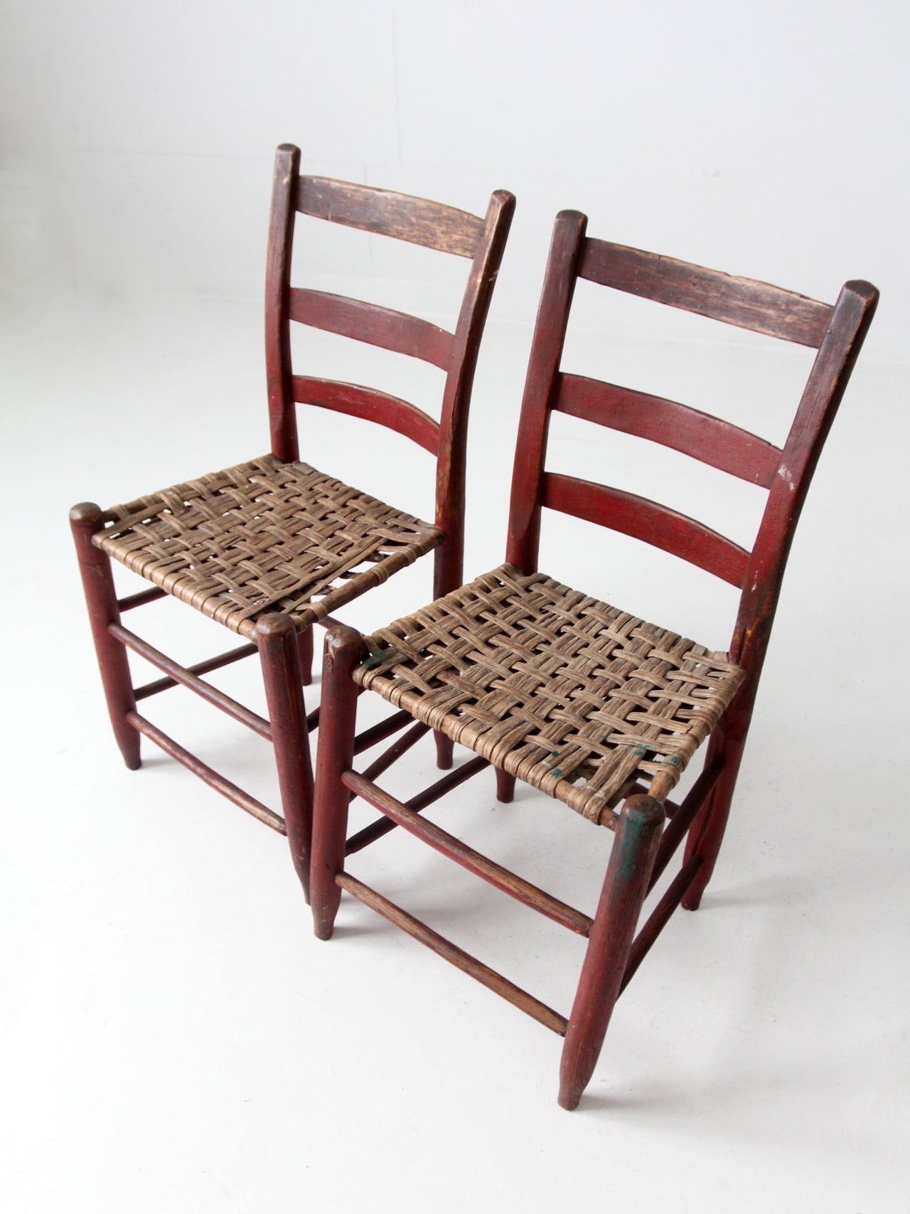 antique American Splint Weave chairs pair