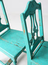 vintage turquoise wooden dining room chairs pair