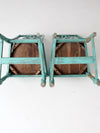 vintage turquoise wooden dining room chairs pair