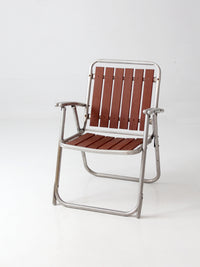 mid-century aluminum and wood folding lawn chair