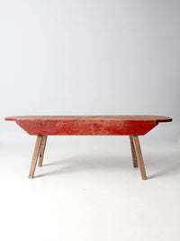 antique red painted farmhouse bench