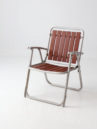 mid-century aluminum and wood folding lawn chair