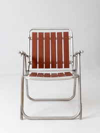 mid-century aluminum and wood folding lawn chair