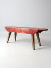 antique red painted farmhouse bench