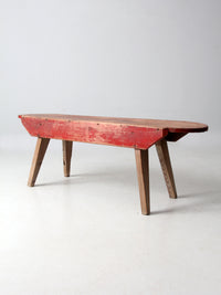 antique red painted farmhouse bench