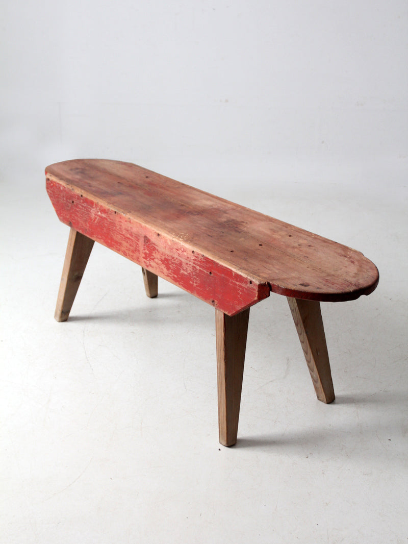 antique red painted farmhouse bench
