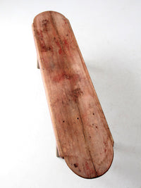 antique red painted farmhouse bench