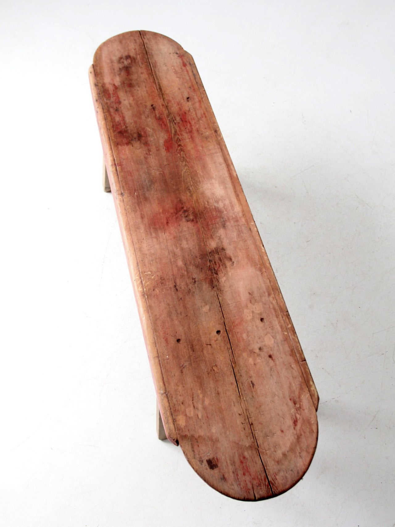 antique red painted farmhouse bench