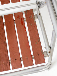 mid-century aluminum and wood folding lawn chair