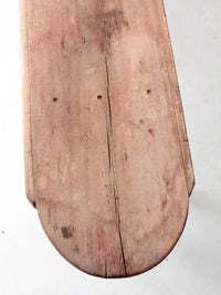 antique red painted farmhouse bench