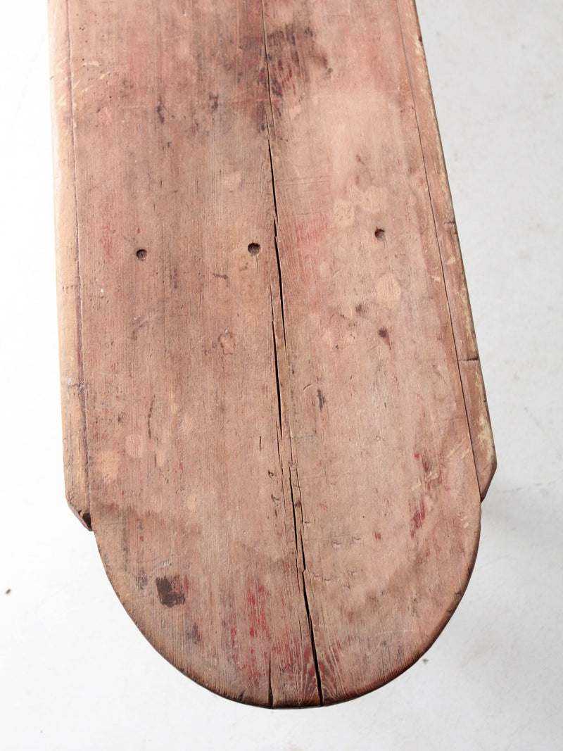antique red painted farmhouse bench