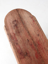 antique red painted farmhouse bench