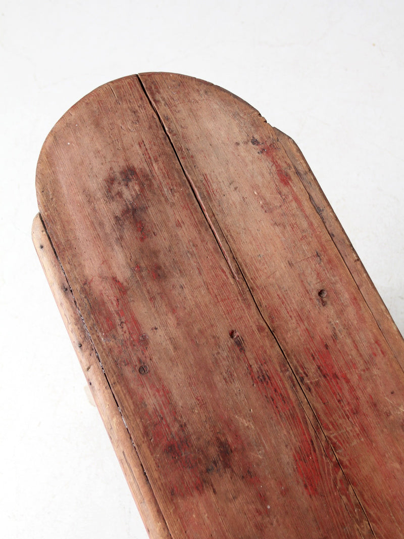 antique red painted farmhouse bench