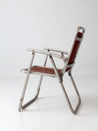 mid-century aluminum and wood folding lawn chair