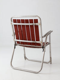 mid-century aluminum and wood folding lawn chair
