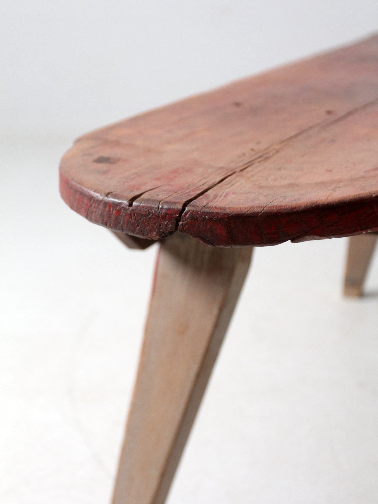 antique red painted farmhouse bench