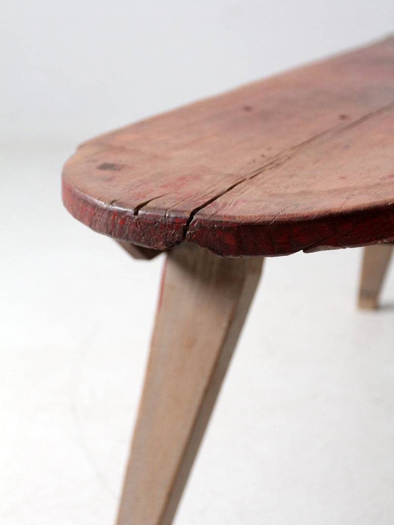 antique red painted farmhouse bench