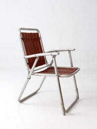 mid-century aluminum and wood folding lawn chair