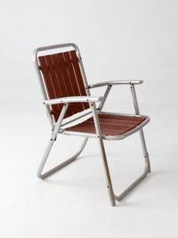 mid-century aluminum and wood folding lawn chair